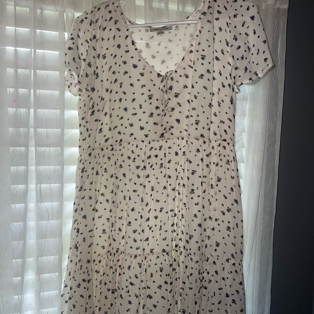 American Eagle Outfitters White Flutter Sleeve Midi Sundress